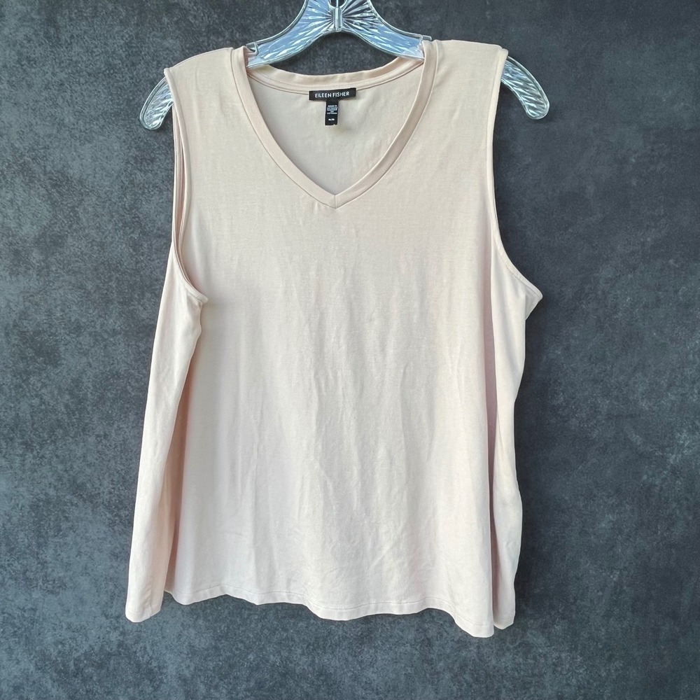 Eileen Fisher Womens Tencel Lyocell V-Neck Tank Top Medium Designer Quiet Luxury